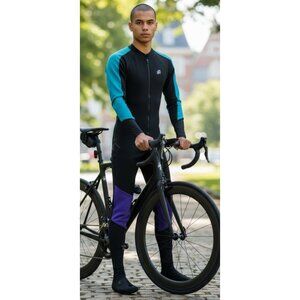 Full Body Suit Performance Mens Womens One Piece Vintage Blk Purple Teal Vtg 90s